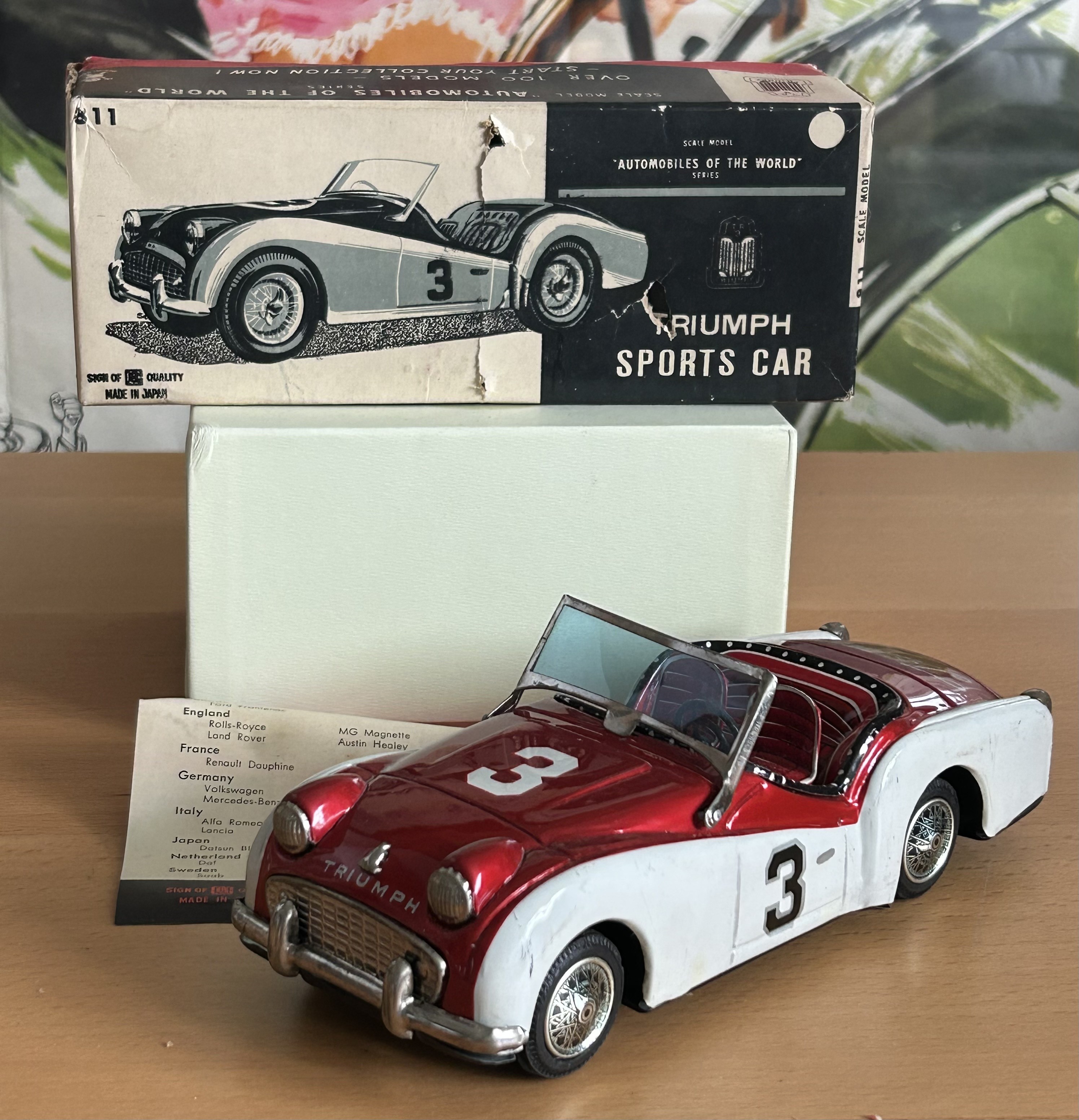 ☆ブリキ☆1950年代、BANDAI TRIUMPH TR3 レッド Bandai Triumph TR3 Sports Car. Tinplate Boxed – Classic Cars